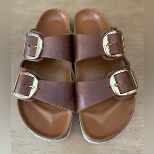 Birkenstock Arizona Big Buckle Oiled Leather Cognac, Size 40, 9-9.5